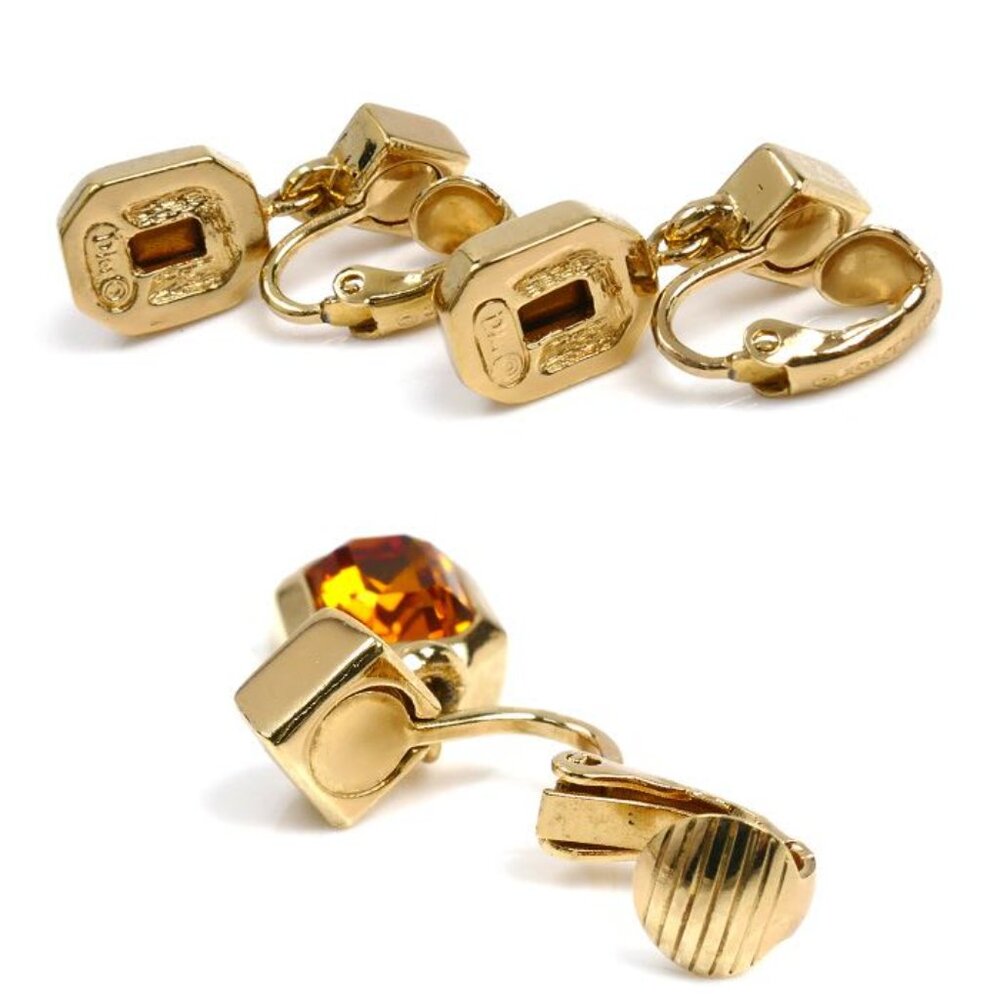 Dior Vintage Orange Stone Earrings Spring Type - Picture 3 of 4